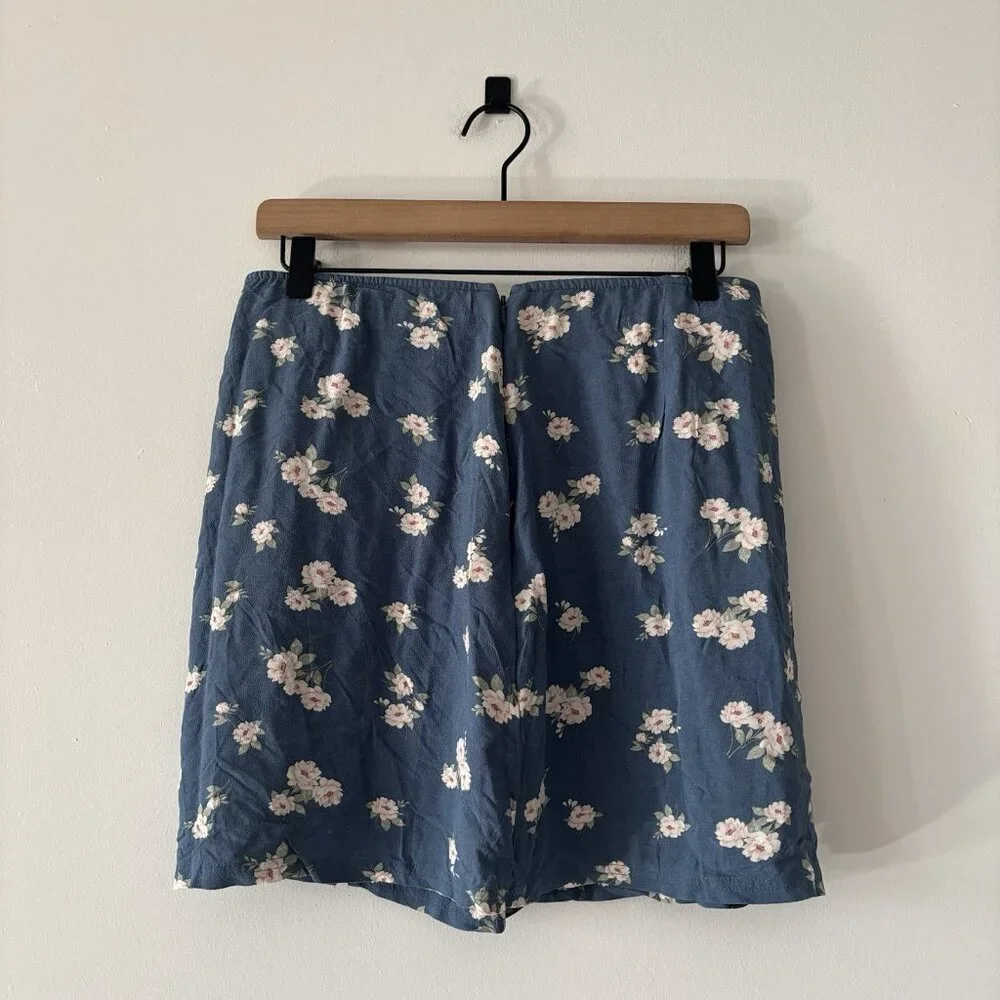 American Eagle Womens Cottagecore Blue Skirt Size M Floral Milkmaid Boho Peasant